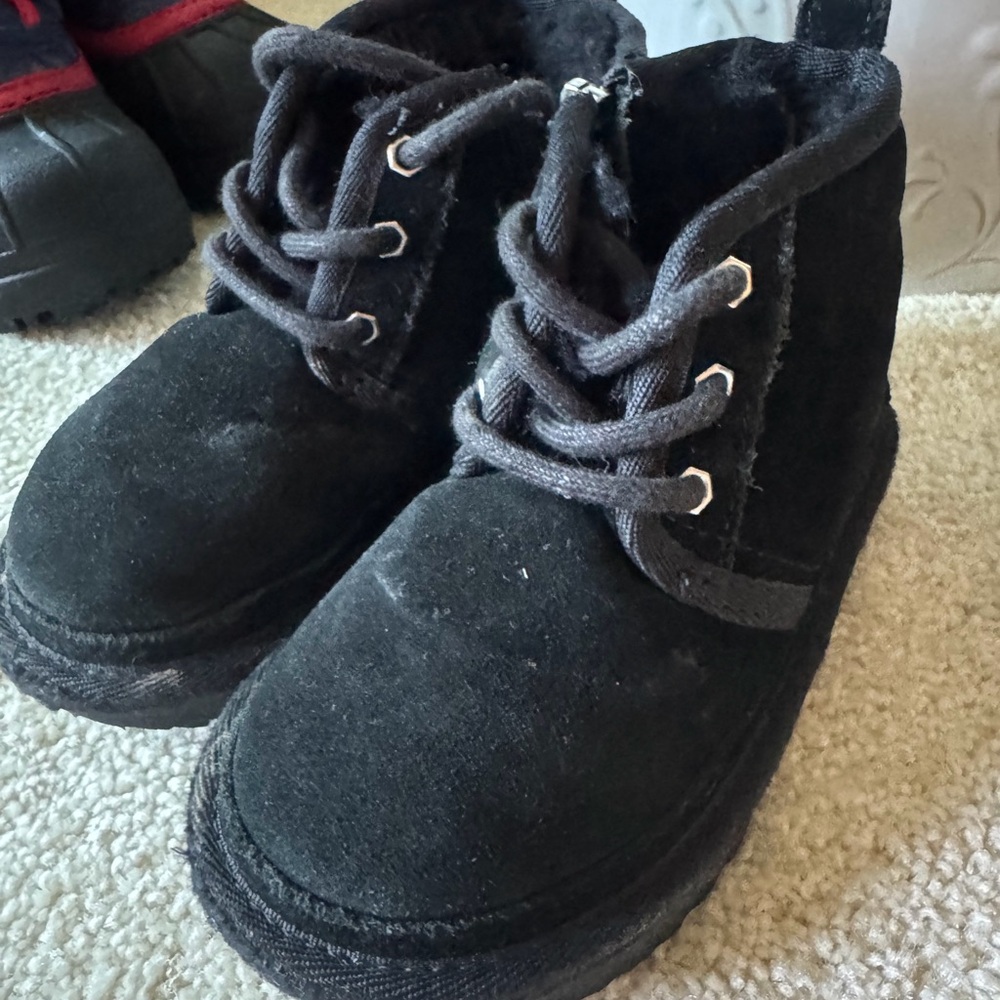 Kids Black Lace-Up Shoes
